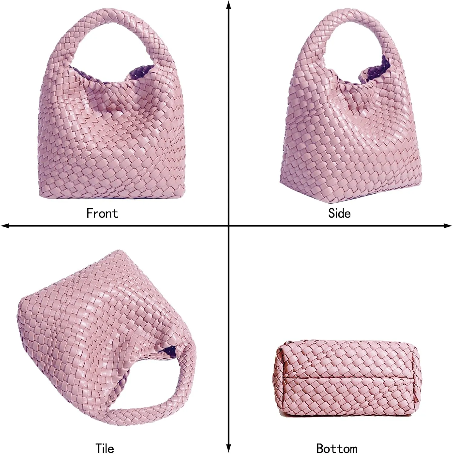 Woven Tote Bag For Women, Soft Foldable Top-Handle Wristlet Bag, Fashion Hobo Handbag, Composite Bag with Coin Purse