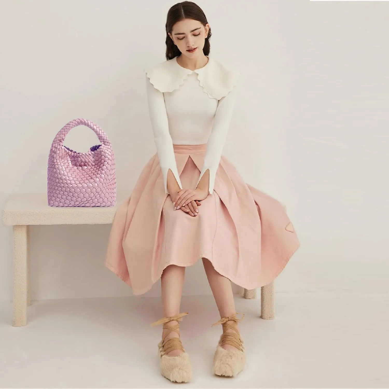 Woven Tote Bag For Women, Soft Foldable Top-Handle Wristlet Bag, Fashion Hobo Handbag, Composite Bag with Coin Purse