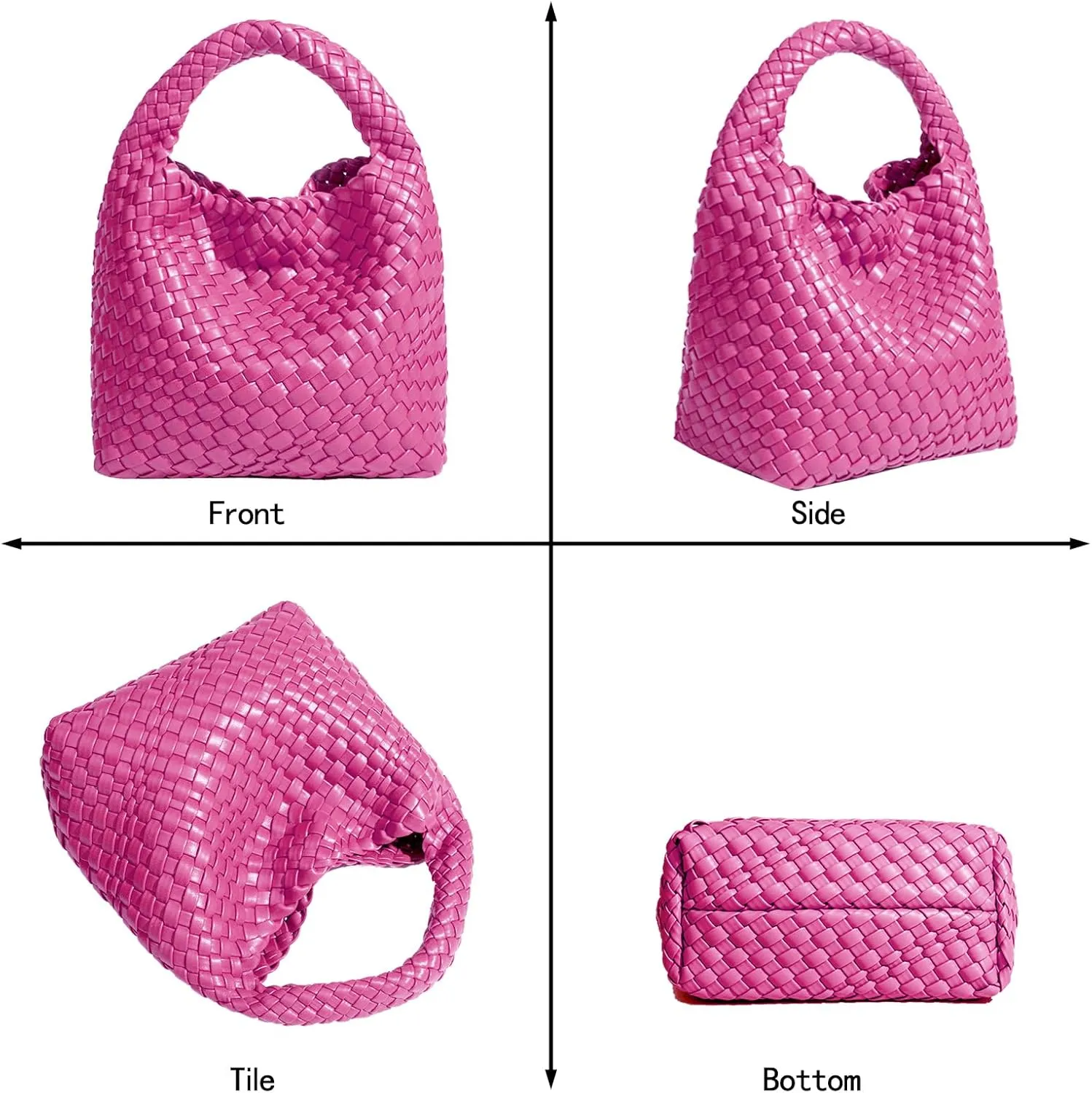 Woven Tote Bag For Women, Soft Foldable Top-Handle Wristlet Bag, Fashion Hobo Handbag, Composite Bag with Coin Purse