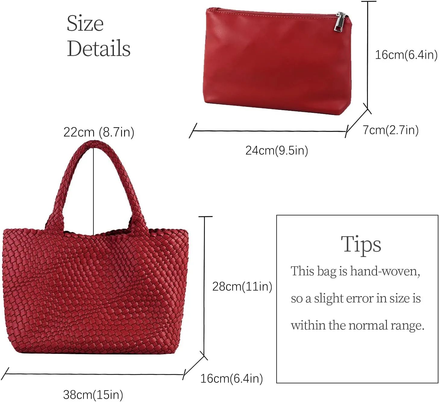 Woven Tote Bag for Women Vegan Leather Large Capacity Travel Handbag and Purse Foldable Retro Handmade Shoulder Bag