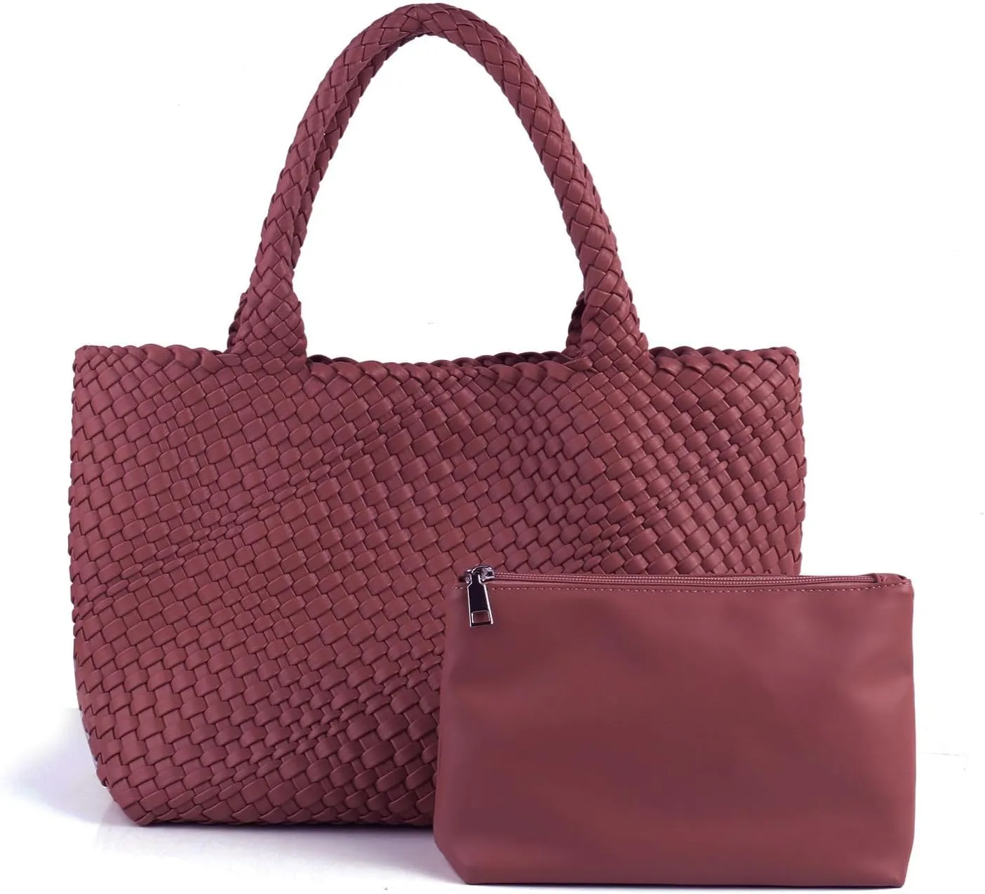 Woven Tote Bag for Women Vegan Leather Large Capacity Travel Handbag and Purse Foldable Retro Handmade Shoulder Bag