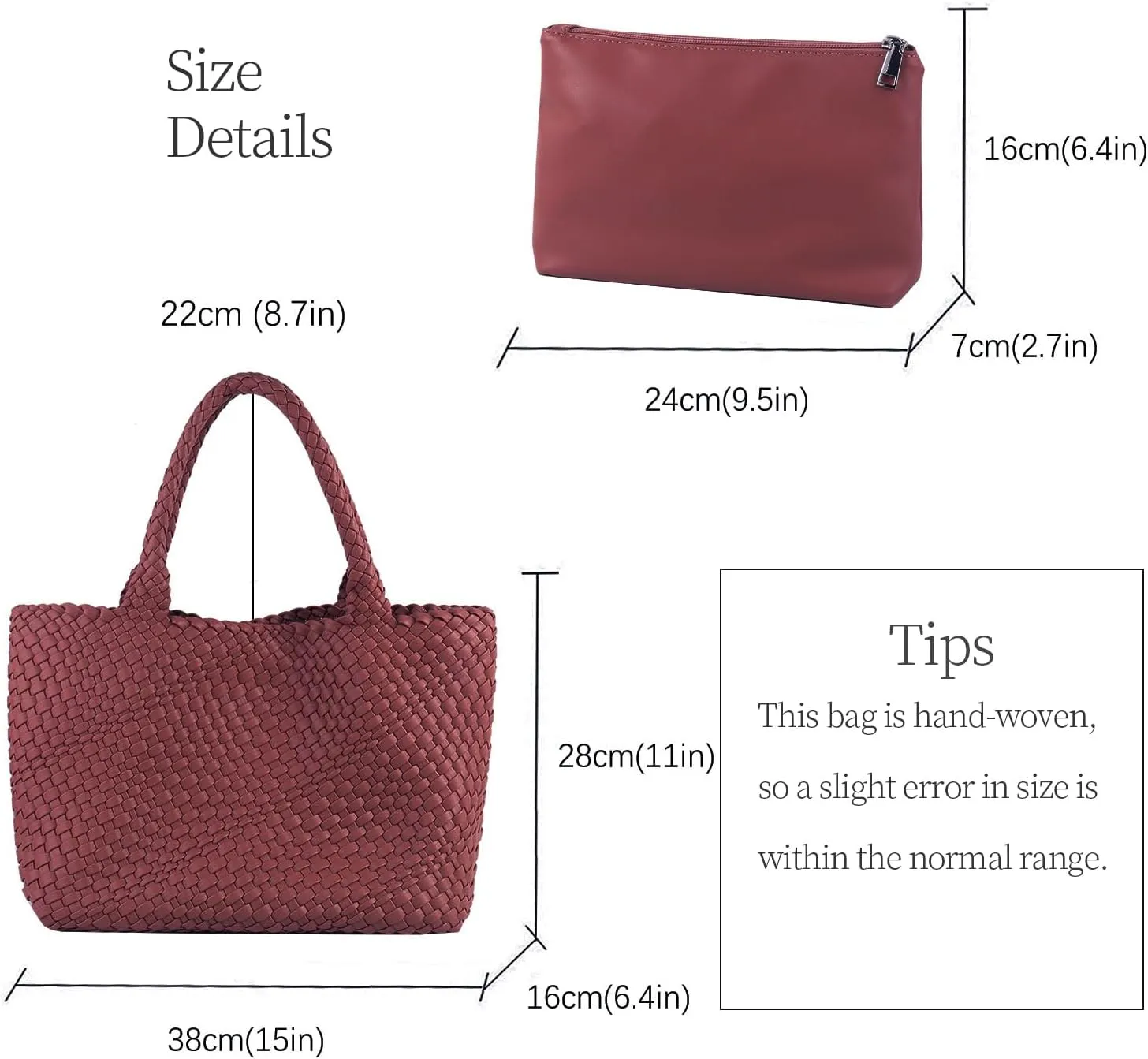 Woven Tote Bag for Women Vegan Leather Large Capacity Travel Handbag and Purse Foldable Retro Handmade Shoulder Bag