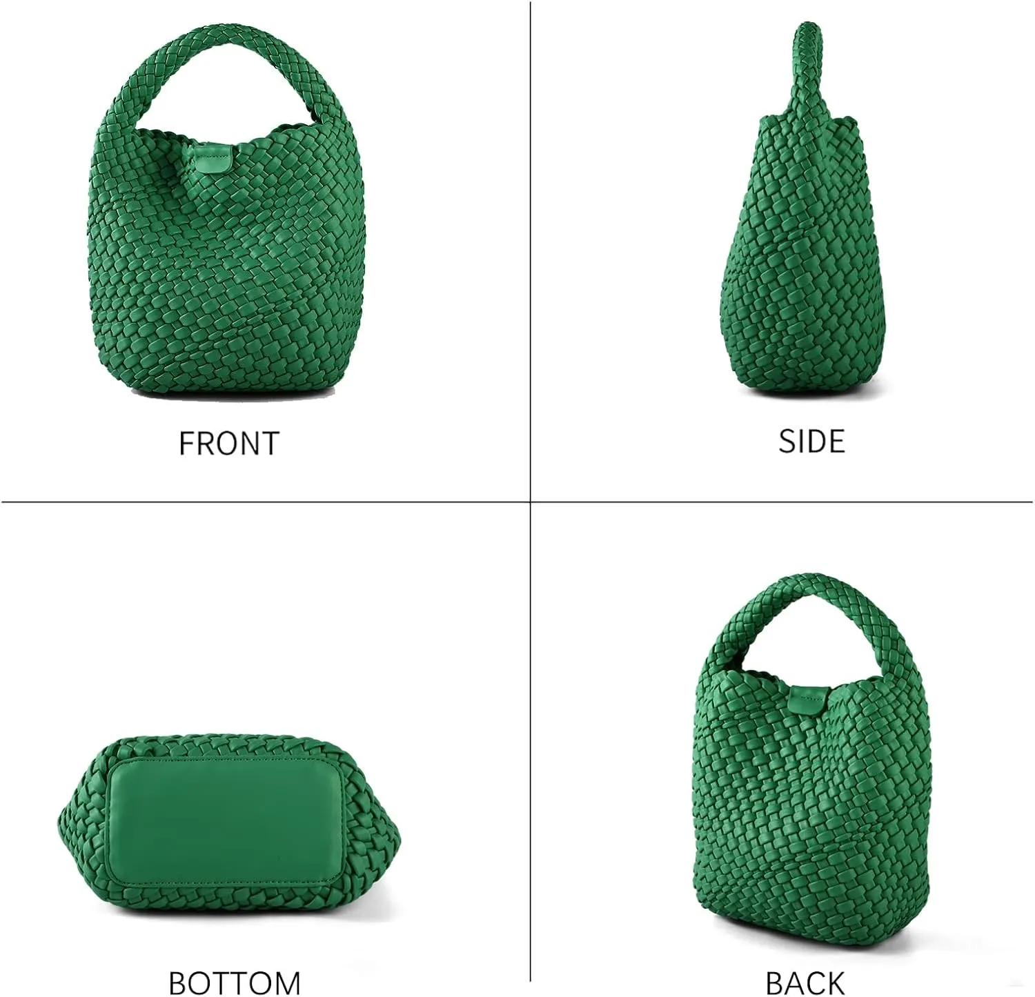 Woven Tote Bag for Women Vegan Leather Medium Size Summer Beach Travel Handbag and Purse Retro Handmade Shoulder Bag