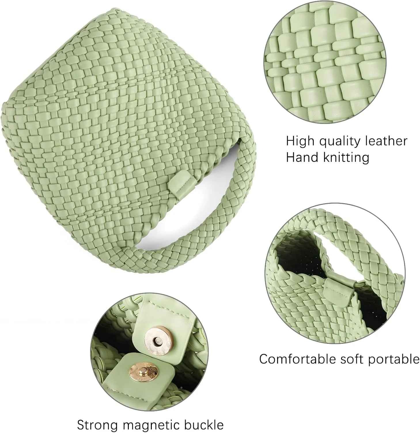 Woven Tote Bag for Women Vegan Leather Medium Size Summer Beach Travel Handbag and Purse Retro Handmade Shoulder Bag