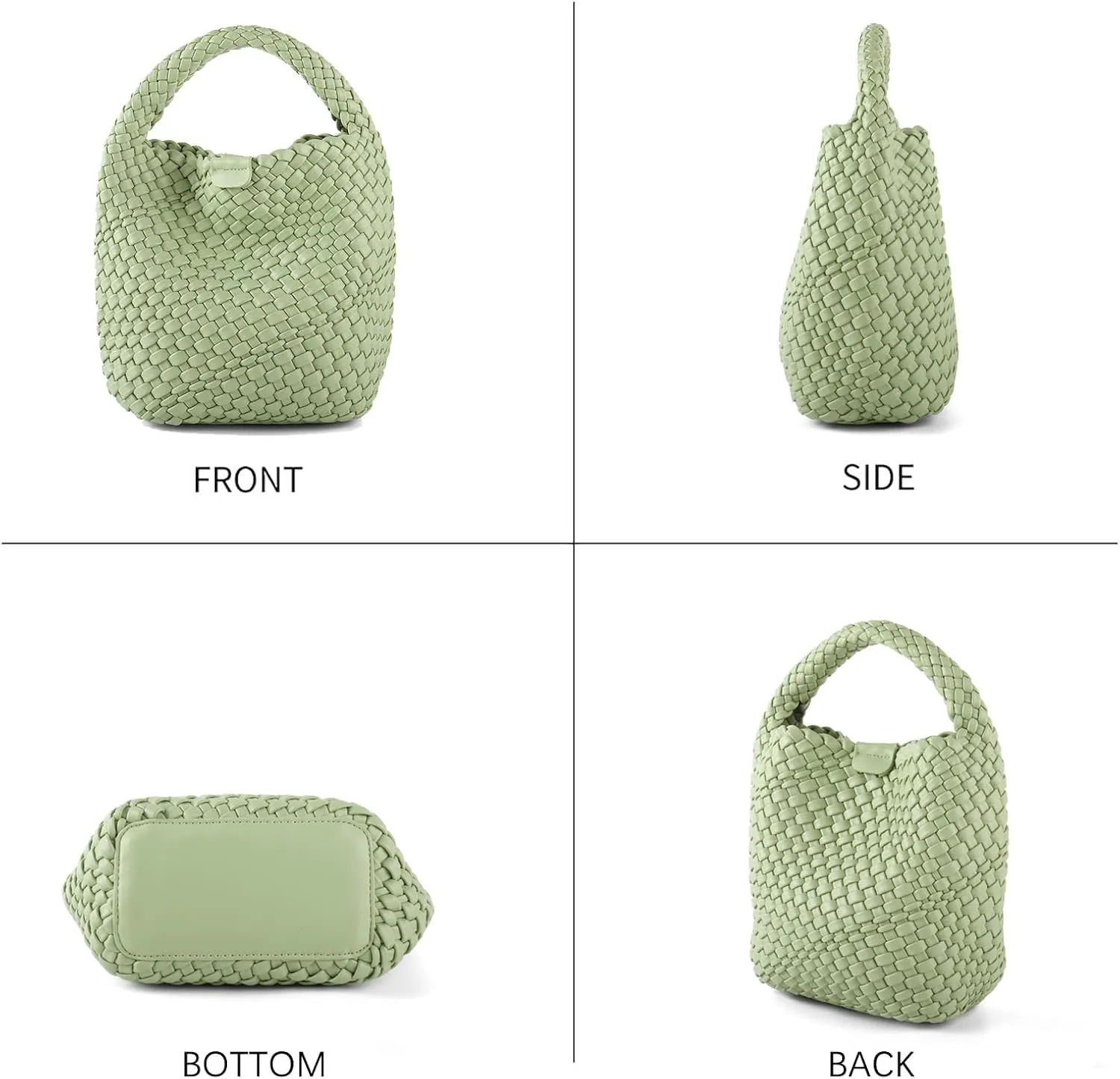 Woven Tote Bag for Women Vegan Leather Medium Size Summer Beach Travel Handbag and Purse Retro Handmade Shoulder Bag