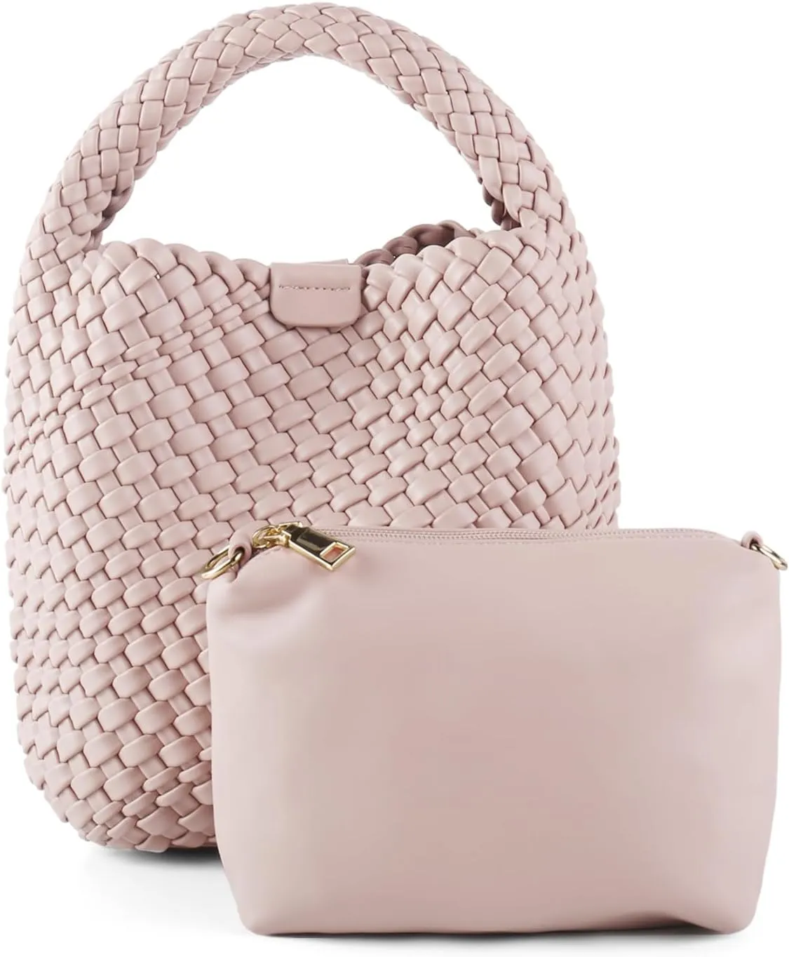 Woven Tote Bag for Women Vegan Leather Medium Size Summer Beach Travel Handbag and Purse Retro Handmade Shoulder Bag