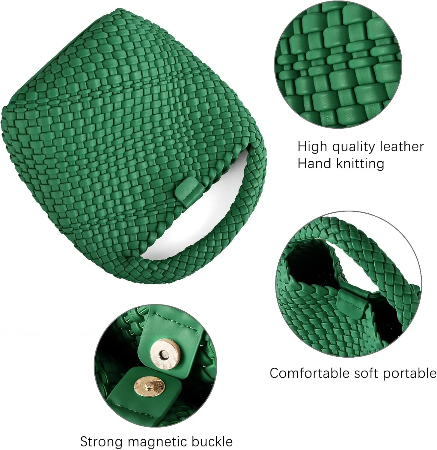Woven Tote Bag for Women Vegan Leather Medium Size Summer Beach Travel Handbag and Purse Retro Handmade Shoulder Bag