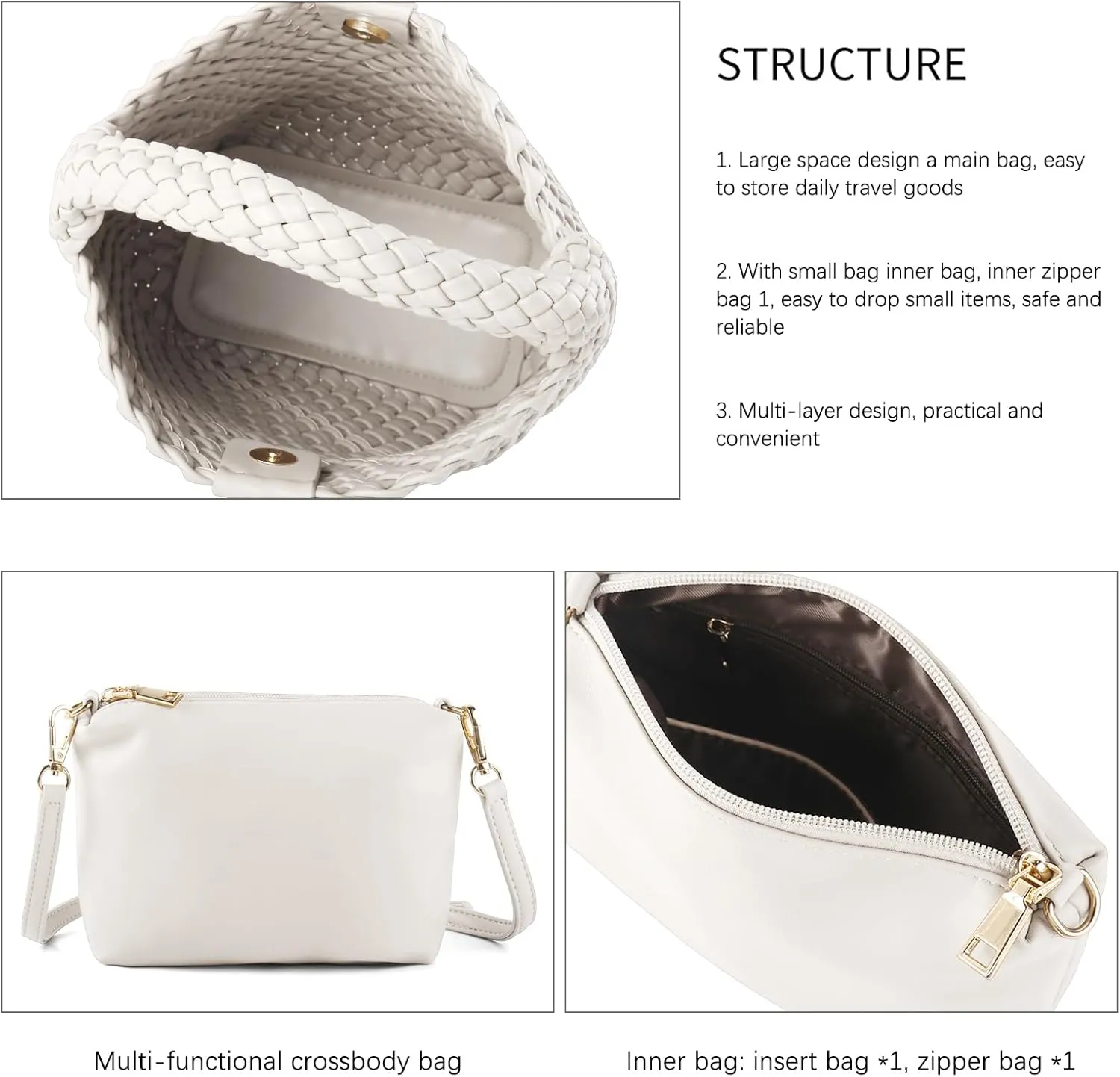 Woven Tote Bag for Women Vegan Leather Medium Size Summer Beach Travel Handbag and Purse Retro Handmade Shoulder Bag