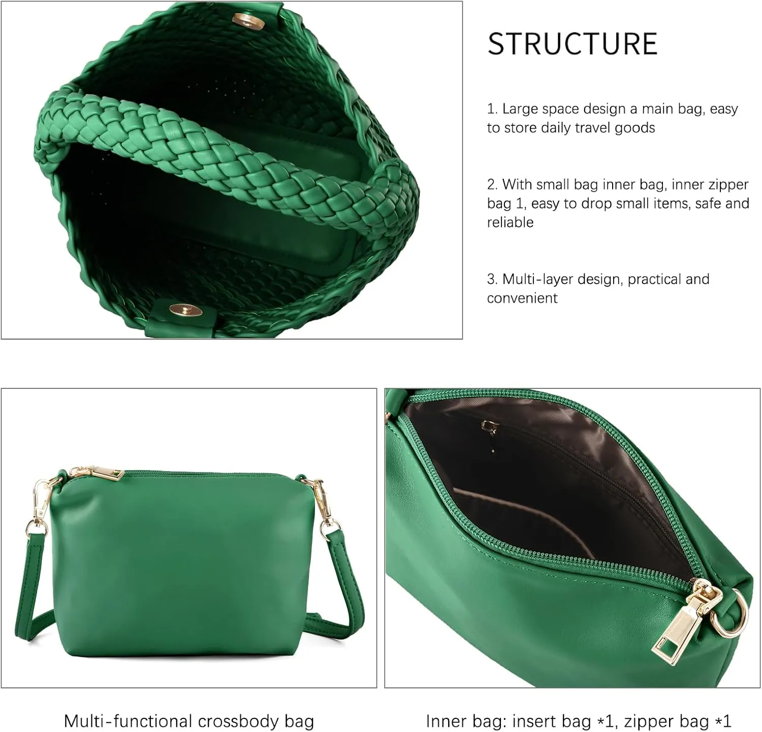 Woven Tote Bag for Women Vegan Leather Medium Size Summer Beach Travel Handbag and Purse Retro Handmade Shoulder Bag