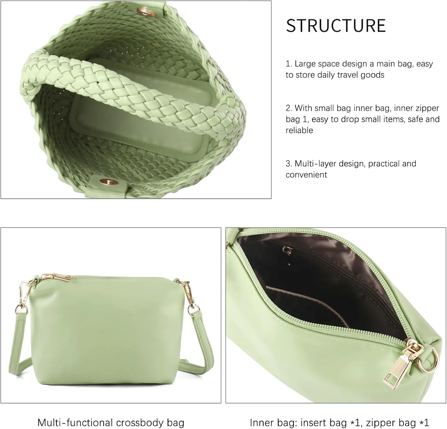 Woven Tote Bag for Women Vegan Leather Medium Size Summer Beach Travel Handbag and Purse Retro Handmade Shoulder Bag