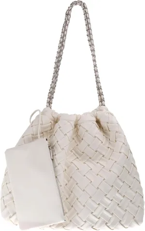 Woven Tote Bag for Women, Vegan Leather Tote Bag, Large Handbags with Purse Satchel Bag Shoulder Bag Casual Hobo