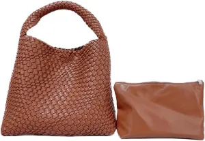 Woven Tote Bag for Women,Woven Bag Purses and Handbags,Hand-Woven Tote Handbag,Woven Shoulder Bag,Woven Leather Handbags
