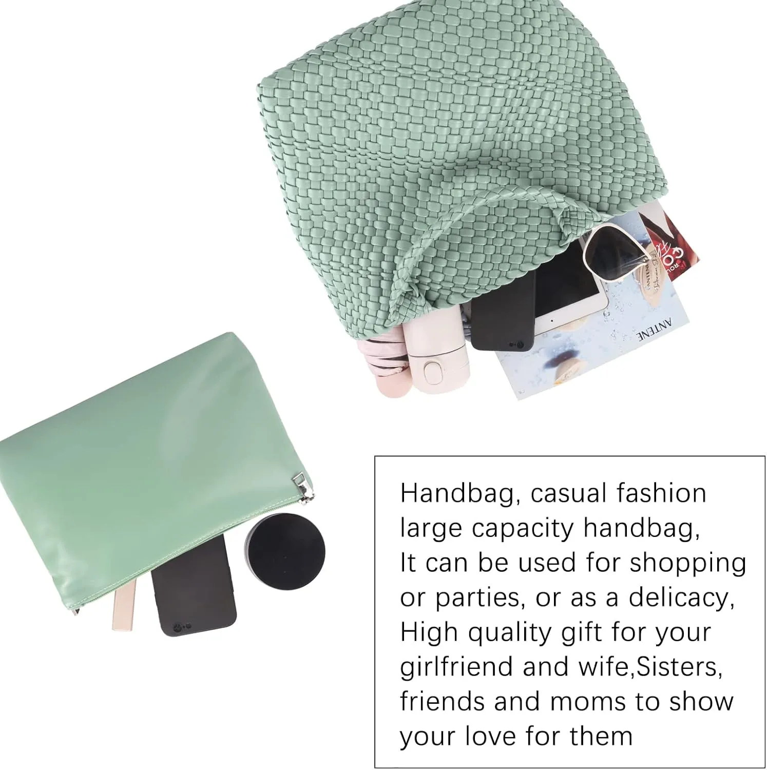 Woven Vegan Leather Handmade Tote for Women - Summer Beach Travel Hand Bag, Purse, Satchel Handbag