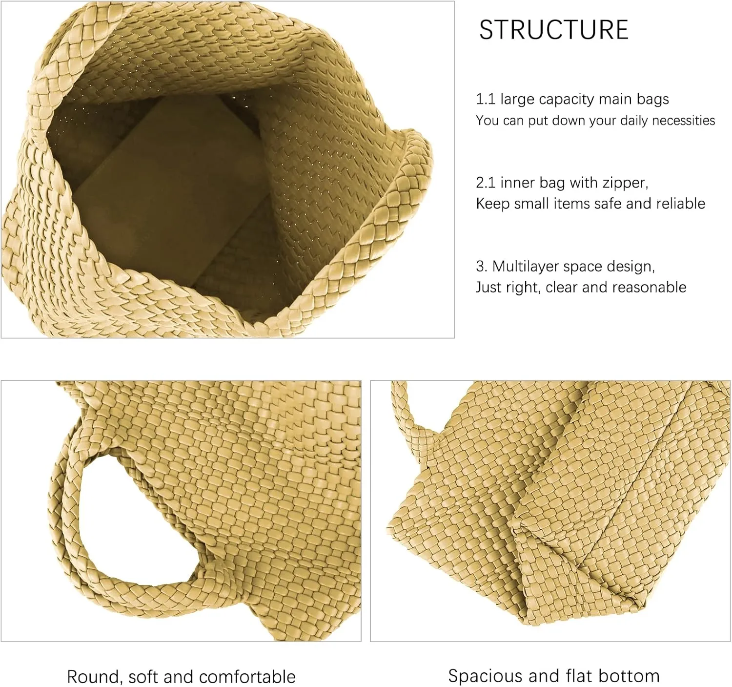 Woven Vegan Leather Handmade Tote for Women - Summer Beach Travel Hand Bag, Purse, Satchel Handbag