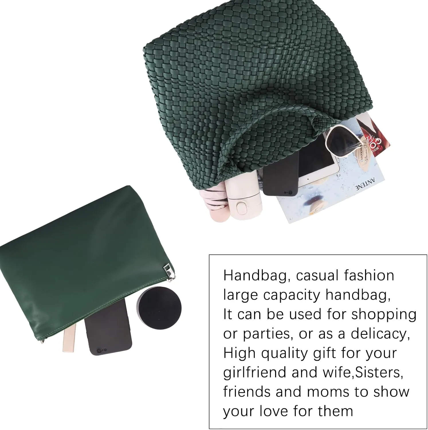 Woven Vegan Leather Handmade Tote for Women - Summer Beach Travel Hand Bag, Purse, Satchel Handbag