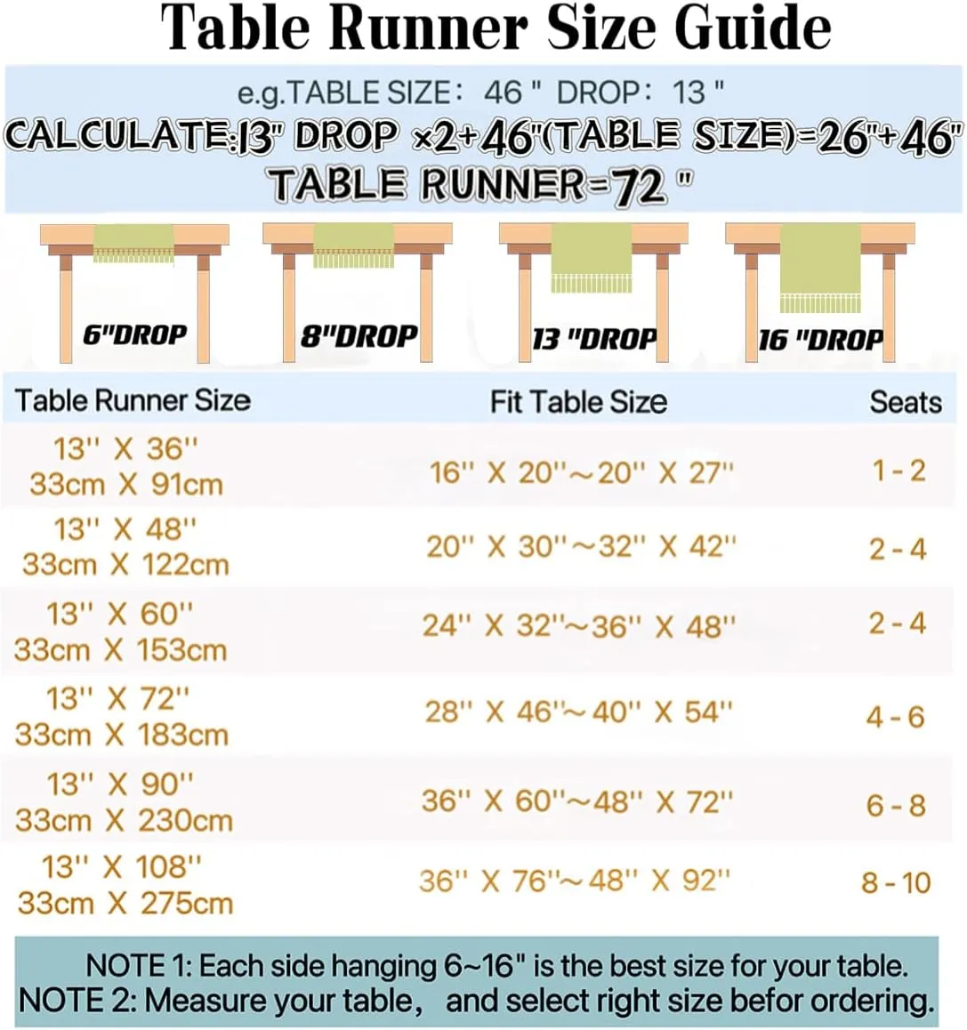 Wracra Rustic Linen Table Runner Farmhouse Style Table Runners 60 inches Long Embroidered Table Runner with Hand-Tassels for Party, Dresser Decor and Dining Room Decorations (Dusty Blue, 13"×60")