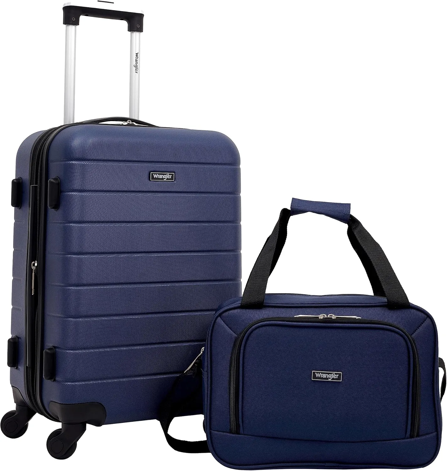 Wrangler Smart Luggage Cup Holder and USB Port, Navy Blue, 2 Piece Set