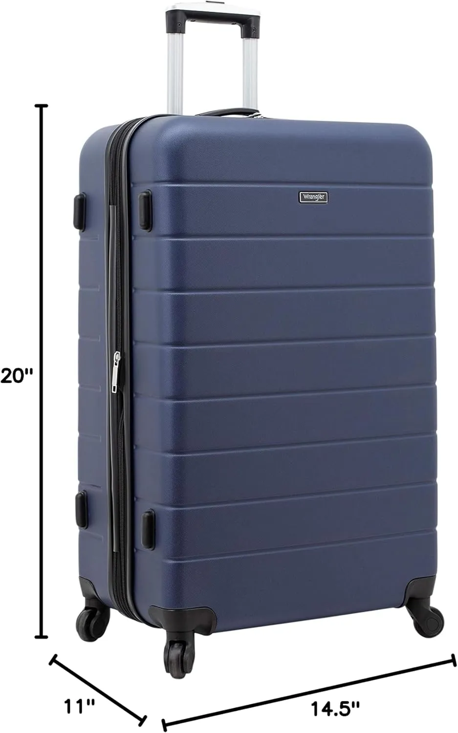 Wrangler Smart Luggage Set with Cup Holder and USB Port, Navy Blue, 20-Inch Carry-On