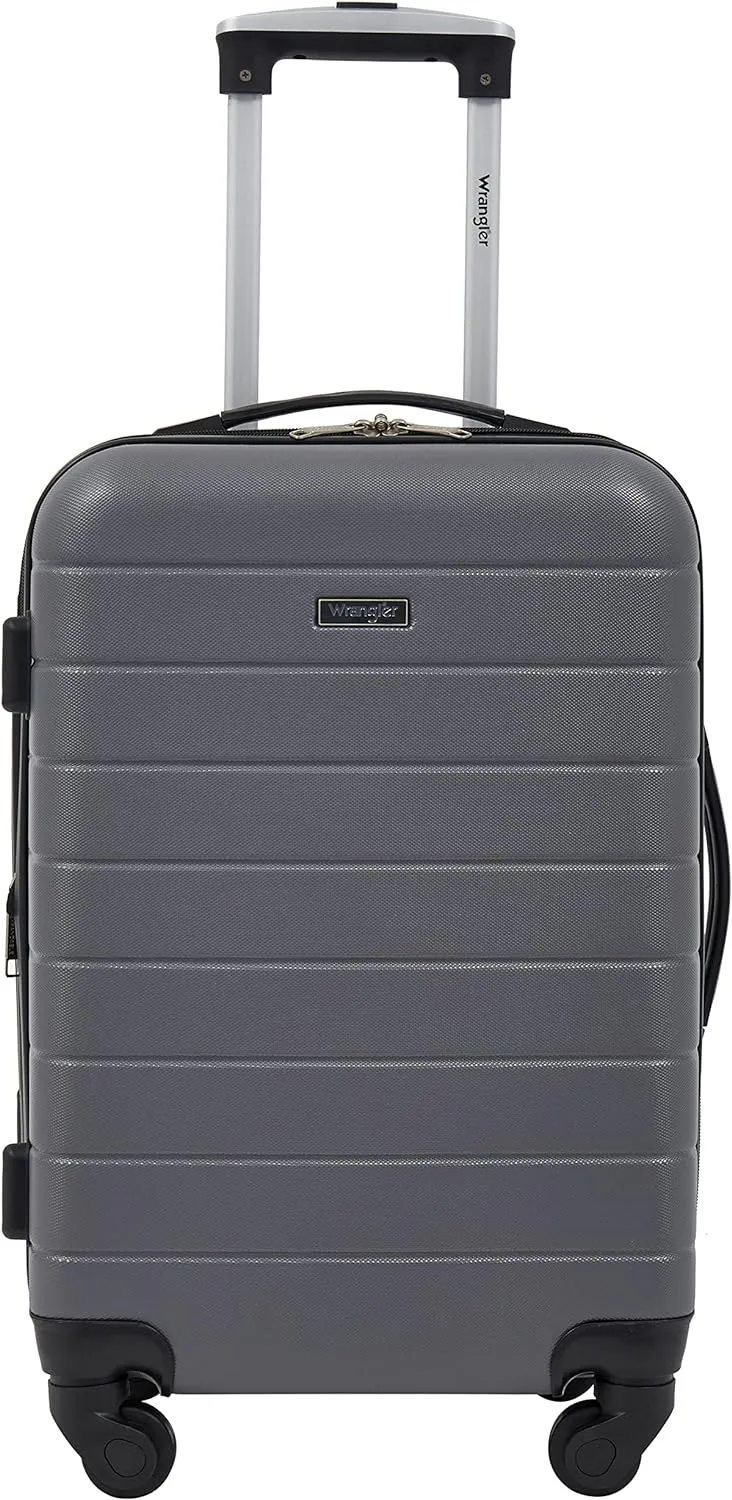 Wrangler Smart Luggage Set with Cup Holder and USB Port, Quiet Shade, 20-Inch Carry-On