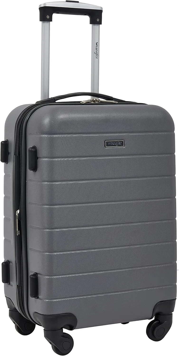 Wrangler Smart Luggage Set with Cup Holder and USB Port, Quiet Shade, 20-Inch Carry-On