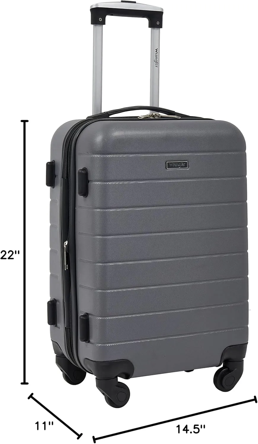 Wrangler Smart Luggage Set with Cup Holder and USB Port, Quiet Shade, 20-Inch Carry-On