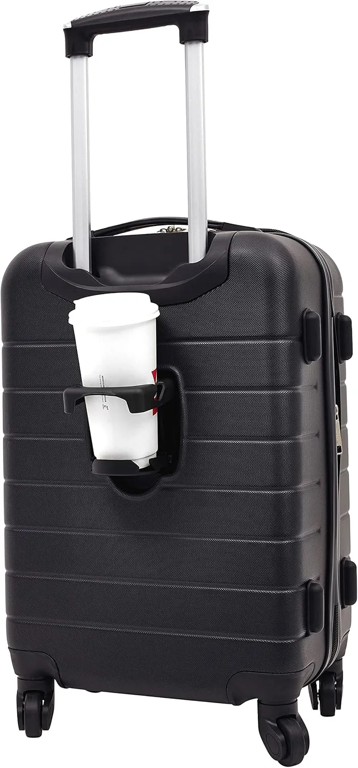 Wrangler Smart Luggage Set with Cup Holder, USB Port and Phone Holder, Black, 2 Piece Set