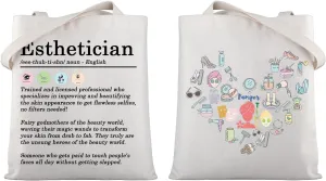 WSNANG Esthetician Canvas Tote Bag Beautician Gift Lash Artist Cosmetic Bag Makeup Artist Coworker Gift