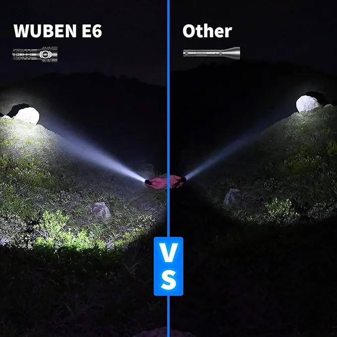 WUBEN E6 Pocket Flashlight Rechargeable 900 High Lumens, 5 Modes EDC Tactical Flashlight, Small but Powerful LED Flashlight, IP68 Waterproof Light Projector for Hunting, Outdoor, Hiking, Emergency
