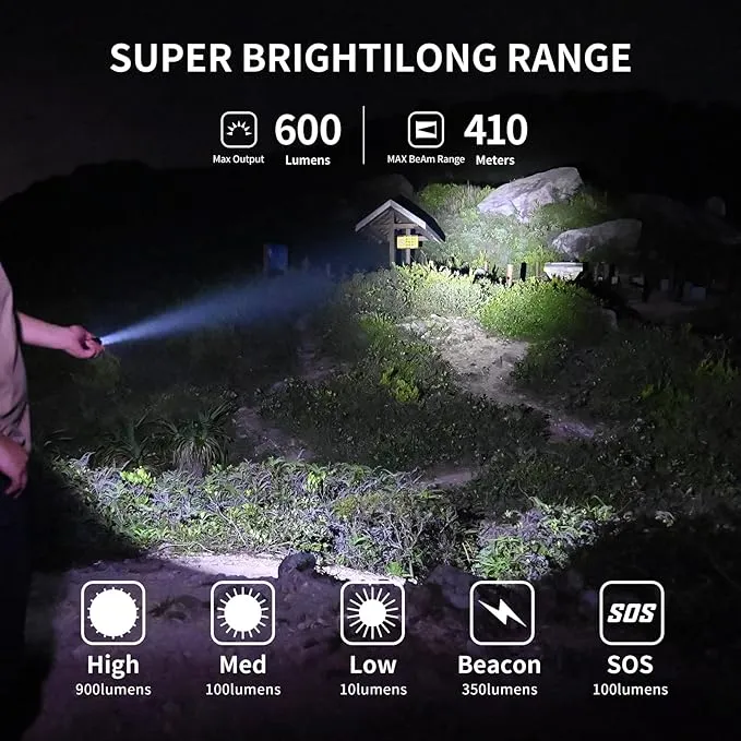 WUBEN E6 Pocket Flashlight Rechargeable 900 High Lumens, 5 Modes EDC Tactical Flashlight, Small but Powerful LED Flashlight, IP68 Waterproof Light Projector for Hunting, Outdoor, Hiking, Emergency