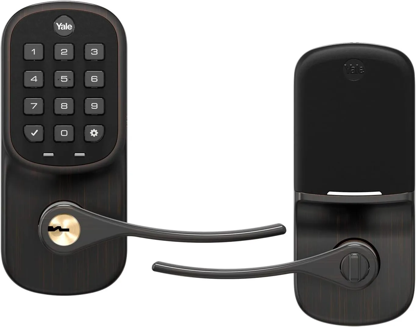 Yale Assure Lever, Wi-Fi Smart Door Lever (for Doors with no deadbolt) - Works with Yale Access App, Amazon Alexa, Google Assistant, HomeKit, Phillips Hue and Samsung SmartThings, Bronze