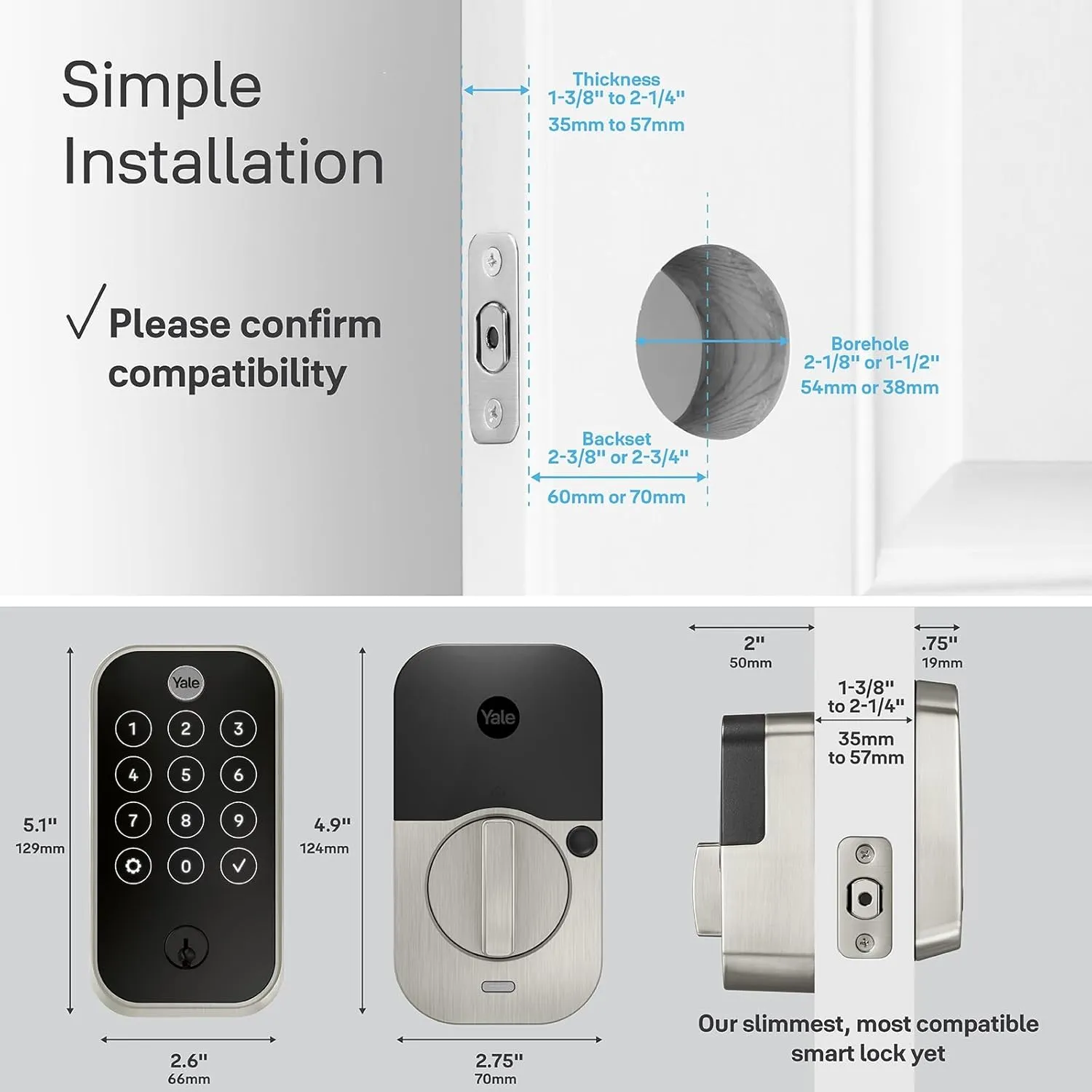 Yale Assure Lock 2 Touch Deadbolt, Black Suede Entry Door Lock with Touch Digital Keypad Keypad and Fingerprint Scanner and Back-Up Key, (No Wi-Fi), YRD410-F-BLE-BSP