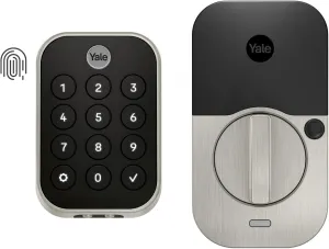 Yale Assure Lock 2 Touch Deadbolt, Satin Nickel Key-Free Smart Entry Door Lock with Bluetooth Connected Keypad and Fingerprint Scanner for Code Entry (No Wi-Fi), YRD430-F-BLE-619