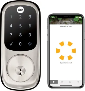 Yale Satin Nickel Assure Lock with Wi-Fi Connected Touchscreen, Smart Entry Door Lock with Digital Electronic Keypad and Back Up Key, ‎YRD226-CBA-619
