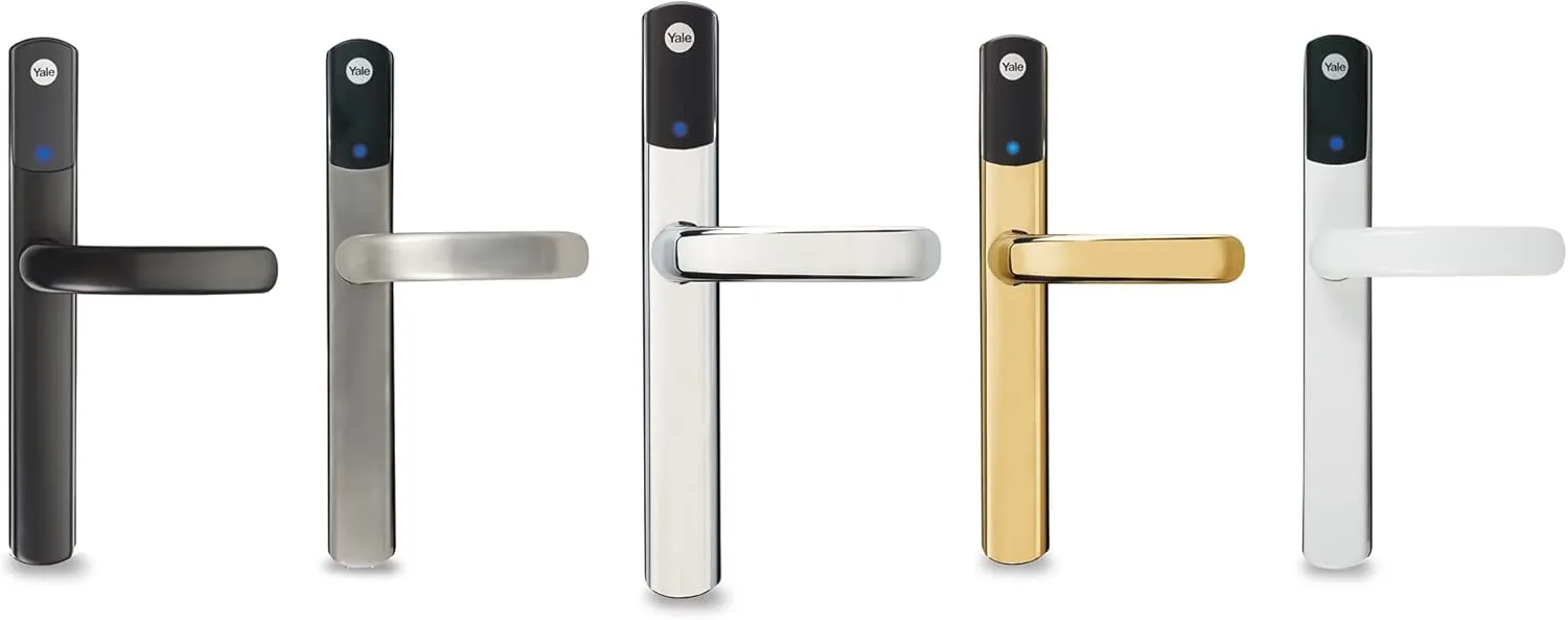 Yale SD-L1000-PB Conexis L1 Smart Keyless Door Handle for Home Security, Remote Lock/Unlock, App Control, Key Card and Phone Tag Included, Polished Brass Finish [BSI Approved]