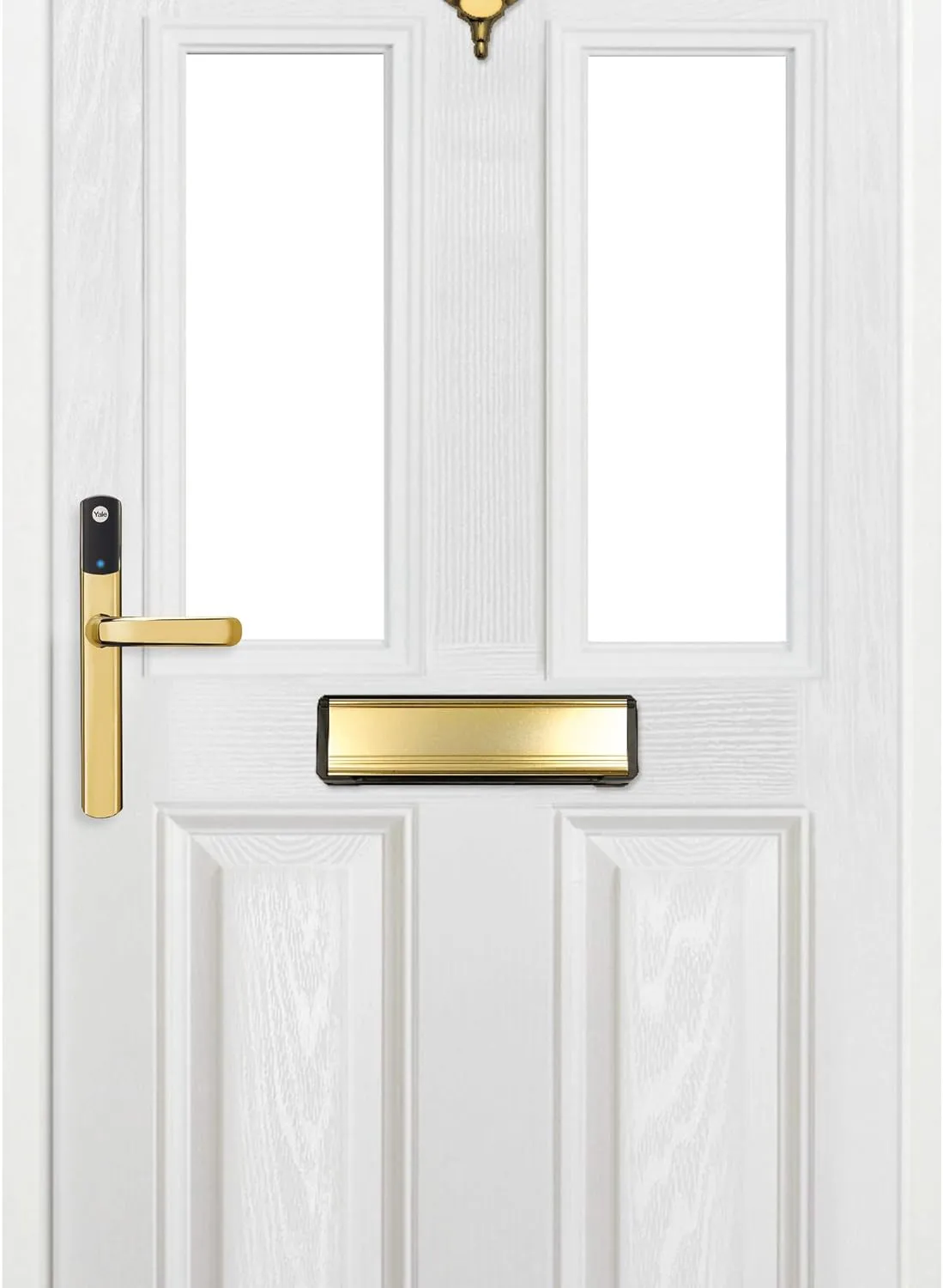 Yale SD-L1000-PB Conexis L1 Smart Keyless Door Handle for Home Security, Remote Lock/Unlock, App Control, Key Card and Phone Tag Included, Polished Brass Finish [BSI Approved]