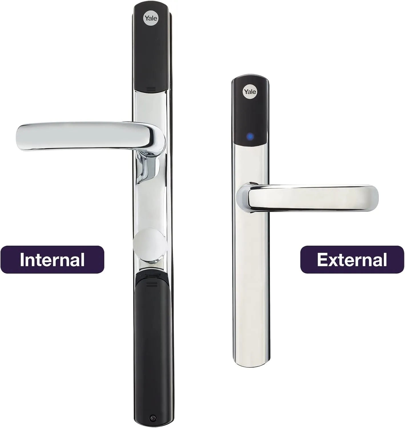 Yale SD-L1000-PB Conexis L1 Smart Keyless Door Handle for Home Security, Remote Lock/Unlock, App Control, Key Card and Phone Tag Included, Polished Brass Finish [BSI Approved]