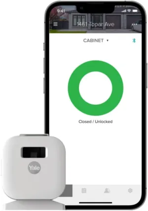 Yale Smart Cabinet Lock - Secure Medicine, Liquor, Cleaning Supply and Other cabinets. Child Proof. Magnet and Key Free Access with Your Phone or Apple Watch