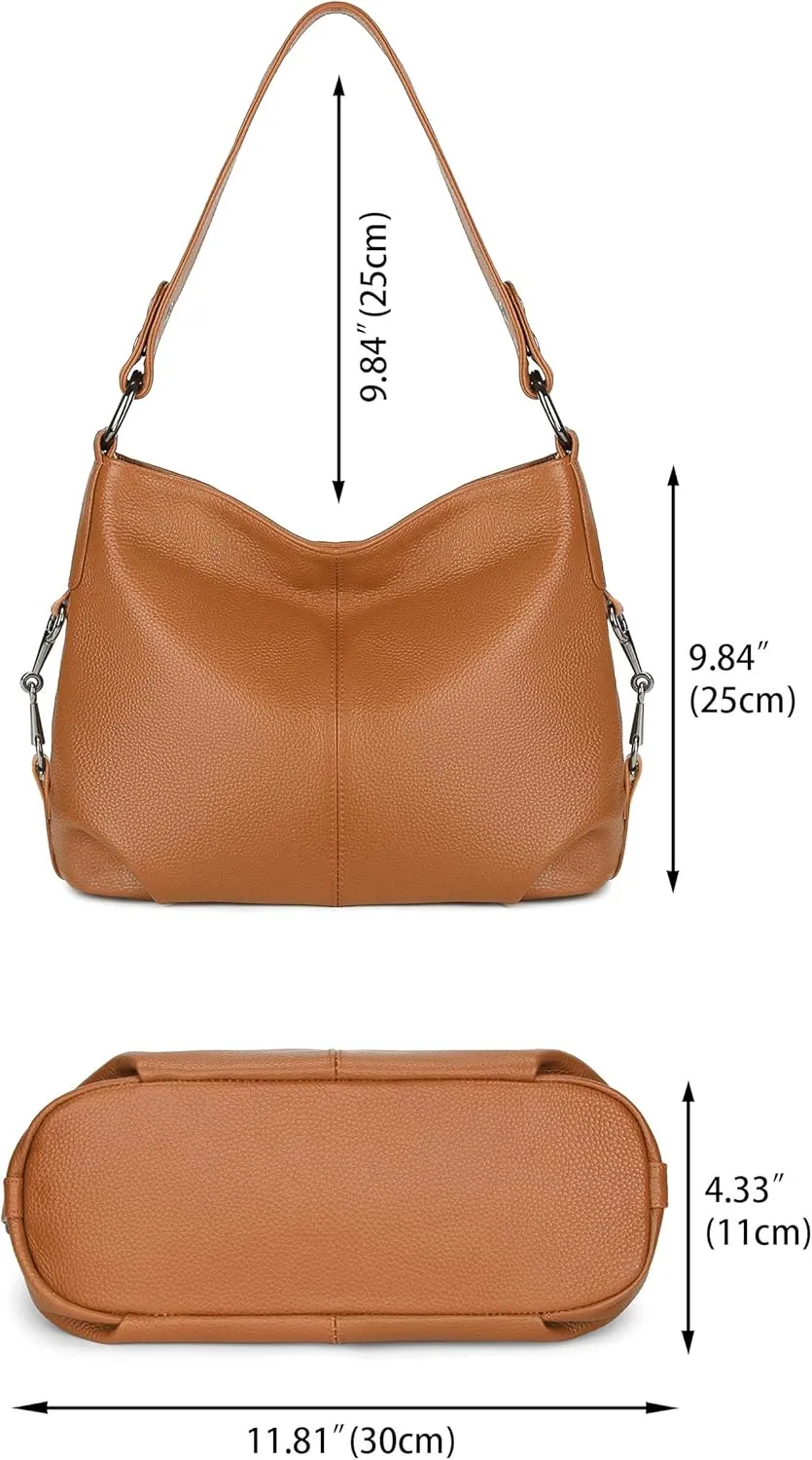 YALUXE Genuine Leather Shoulder Bags Stylish Hobo Handbags Purses Crossbody Bags for Women