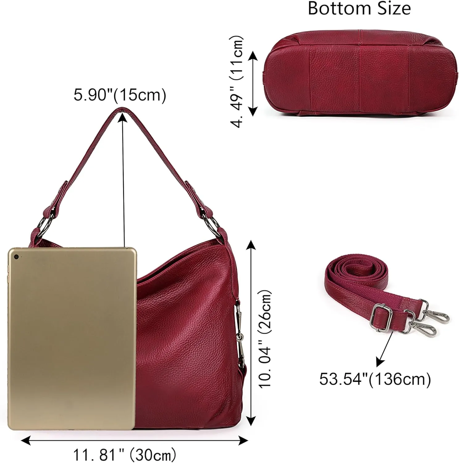 YALUXE Genuine Leather Shoulder Bags Stylish Hobo Handbags Purses Crossbody Bags for Women