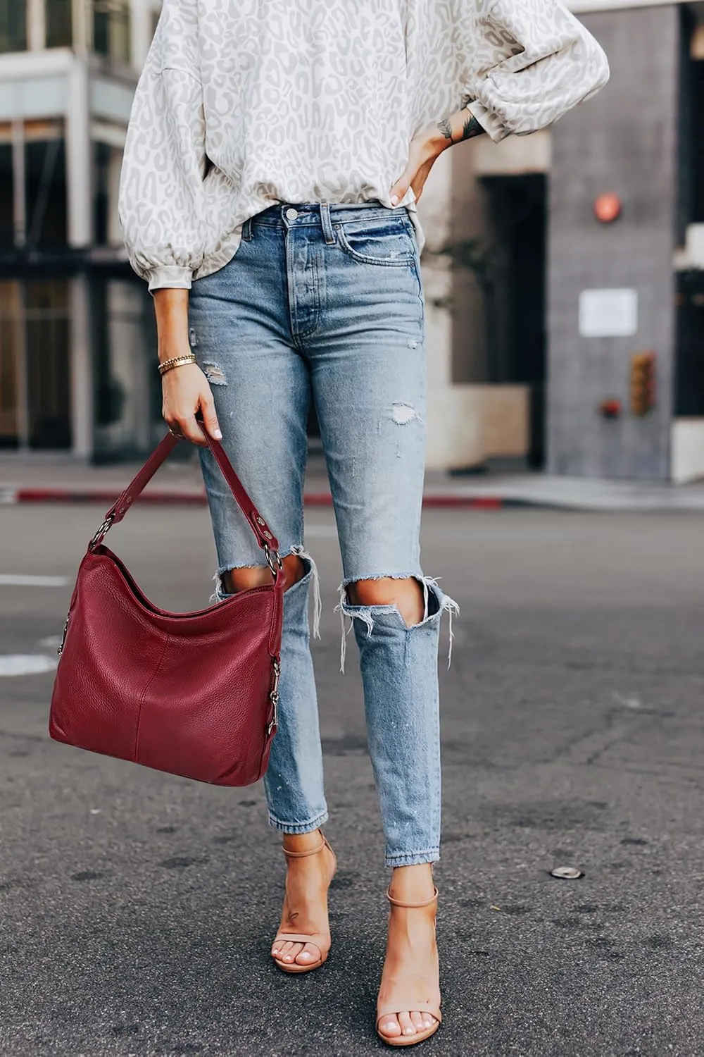 YALUXE Genuine Leather Shoulder Bags Stylish Hobo Handbags Purses Crossbody Bags for Women