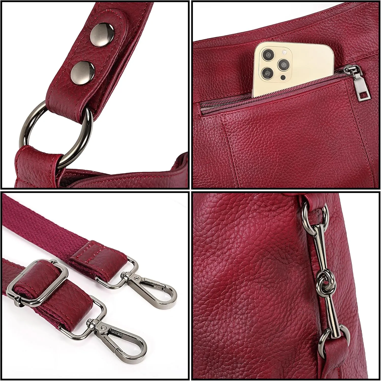 YALUXE Genuine Leather Shoulder Bags Stylish Hobo Handbags Purses Crossbody Bags for Women