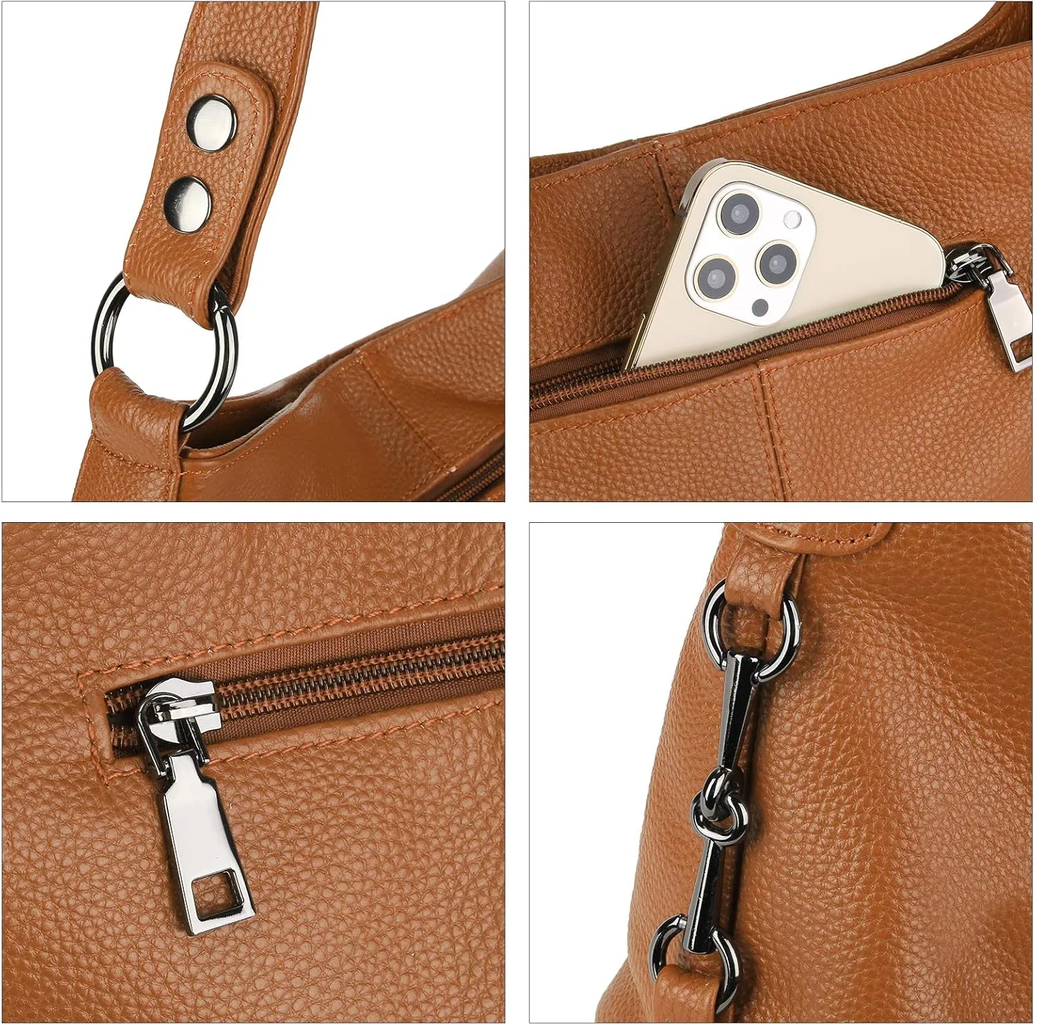 YALUXE Genuine Leather Shoulder Bags Stylish Hobo Handbags Purses Crossbody Bags for Women