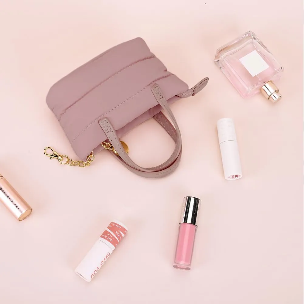 YFGBCX Mini Makeup Bag Puffy Cosmetic Bag Keychain Pouch Bag for Mini Makeup Kit Cute Lipstick Pouch Coin Purse