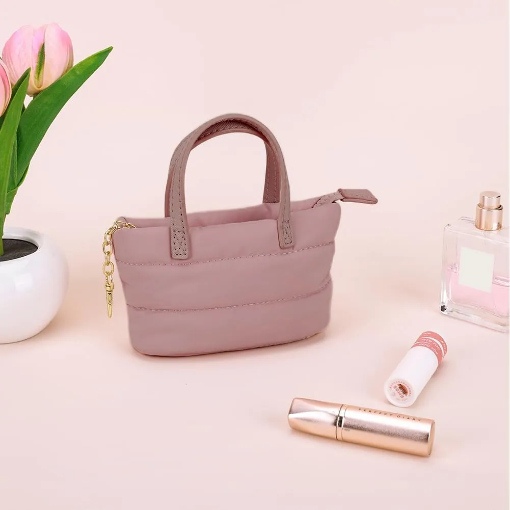 YFGBCX Mini Makeup Bag Puffy Cosmetic Bag Keychain Pouch Bag for Mini Makeup Kit Cute Lipstick Pouch Coin Purse