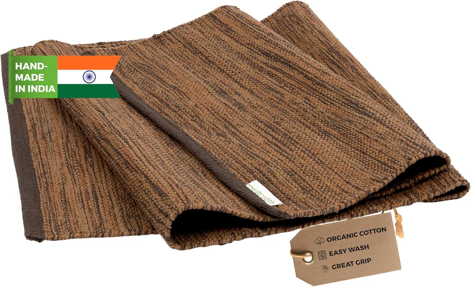 Yogasana Organic Cotton Yoga Mat - Non Slip Hand-Woven Foldable Yoga Rug Provides Excellent Comfort, Traction & Support - Travel Extra Thick Yoga Mats for Indoor & Outdoor Use - 24 x 72 Inches