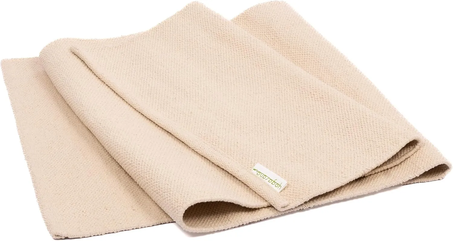 Yogasana Organic Cotton Yoga Mat - Non Slip Hand-Woven Foldable Yoga Rug Provides Excellent Comfort, Traction & Support - Travel Extra Thick Yoga Mats for Indoor & Outdoor Use - 24 x 72 Inches