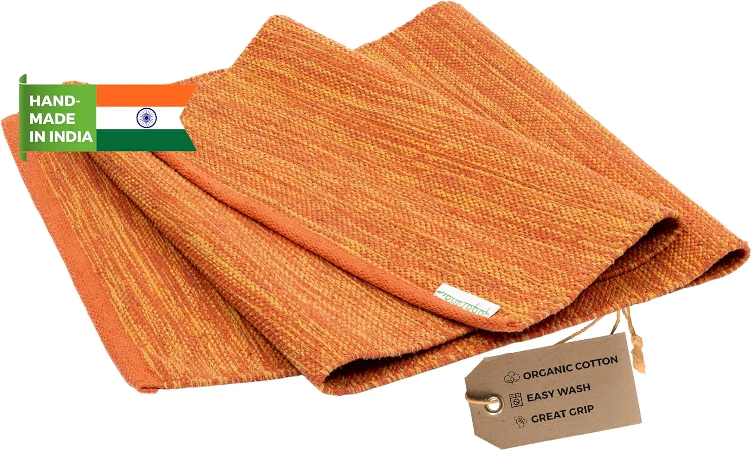 Yogasana Organic Cotton Yoga Mat - Non Slip Hand-Woven Foldable Yoga Rug Provides Excellent Comfort, Traction & Support - Travel Extra Thick Yoga Mats for Indoor & Outdoor Use - 24 x 72 Inches