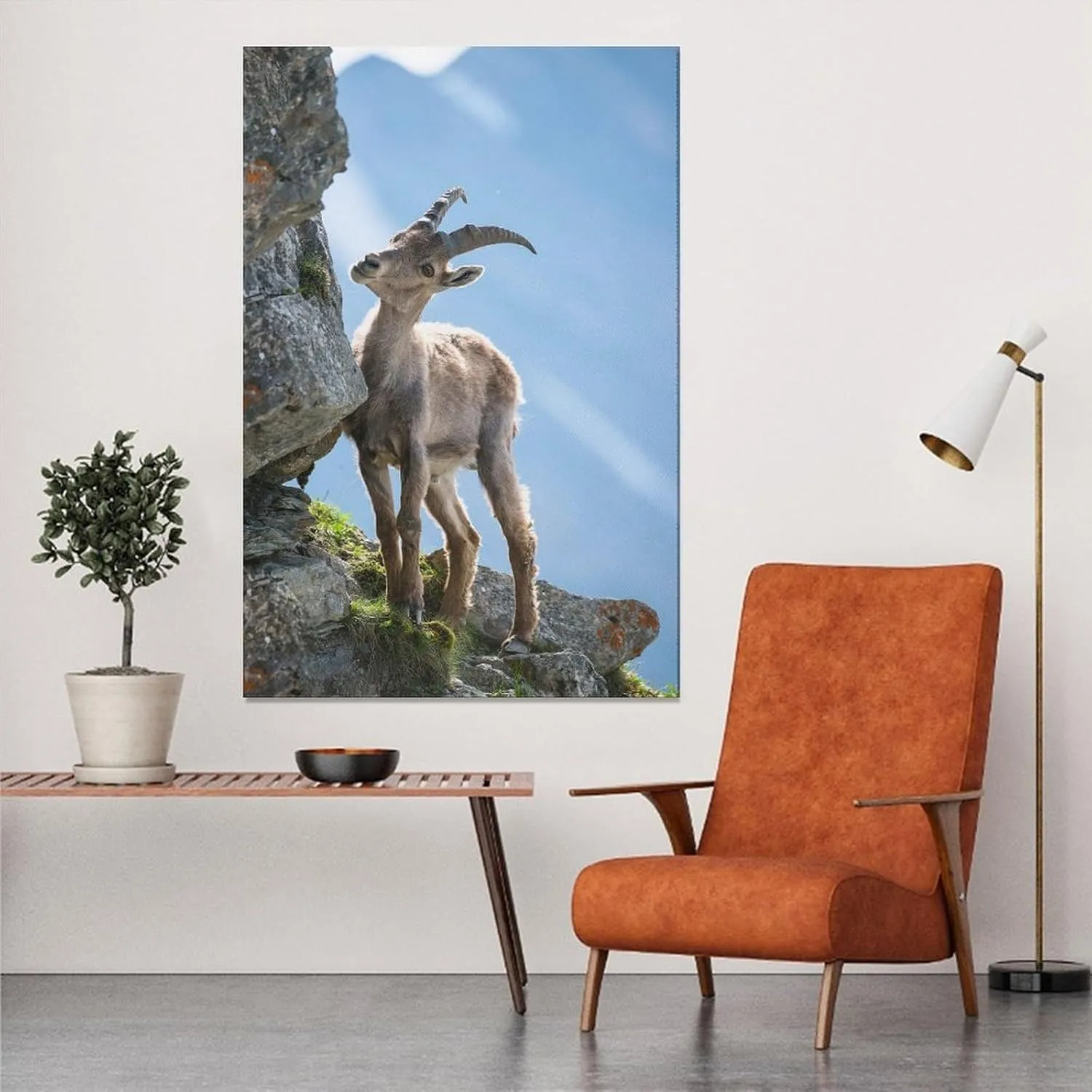 Young Alpine Ibex Rock Room Aesthetics Posters Canvas Posters Bedroom Decoration Sports Office Decoration Gifts Wall Art Decoration Printing Posters 20x30inchs(50x75cm)