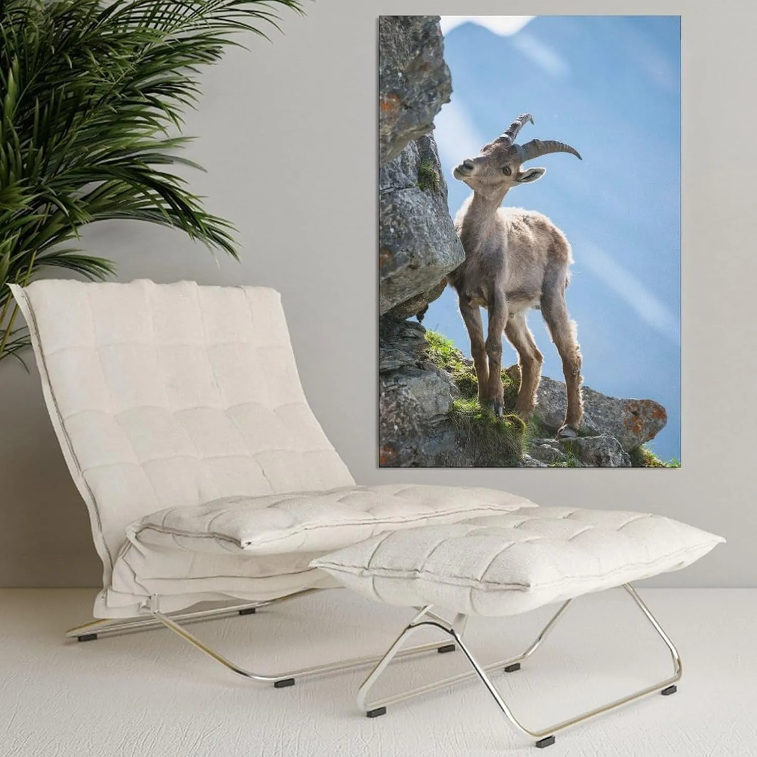 Young Alpine Ibex Rock Room Aesthetics Posters Canvas Posters Bedroom Decoration Sports Office Decoration Gifts Wall Art Decoration Printing Posters 20x30inchs(50x75cm)