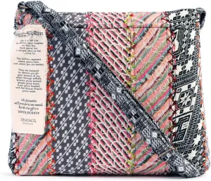 Your Journey Multicolored Stripe 15 x 13 Cotton Fabric Cross Body Handbag